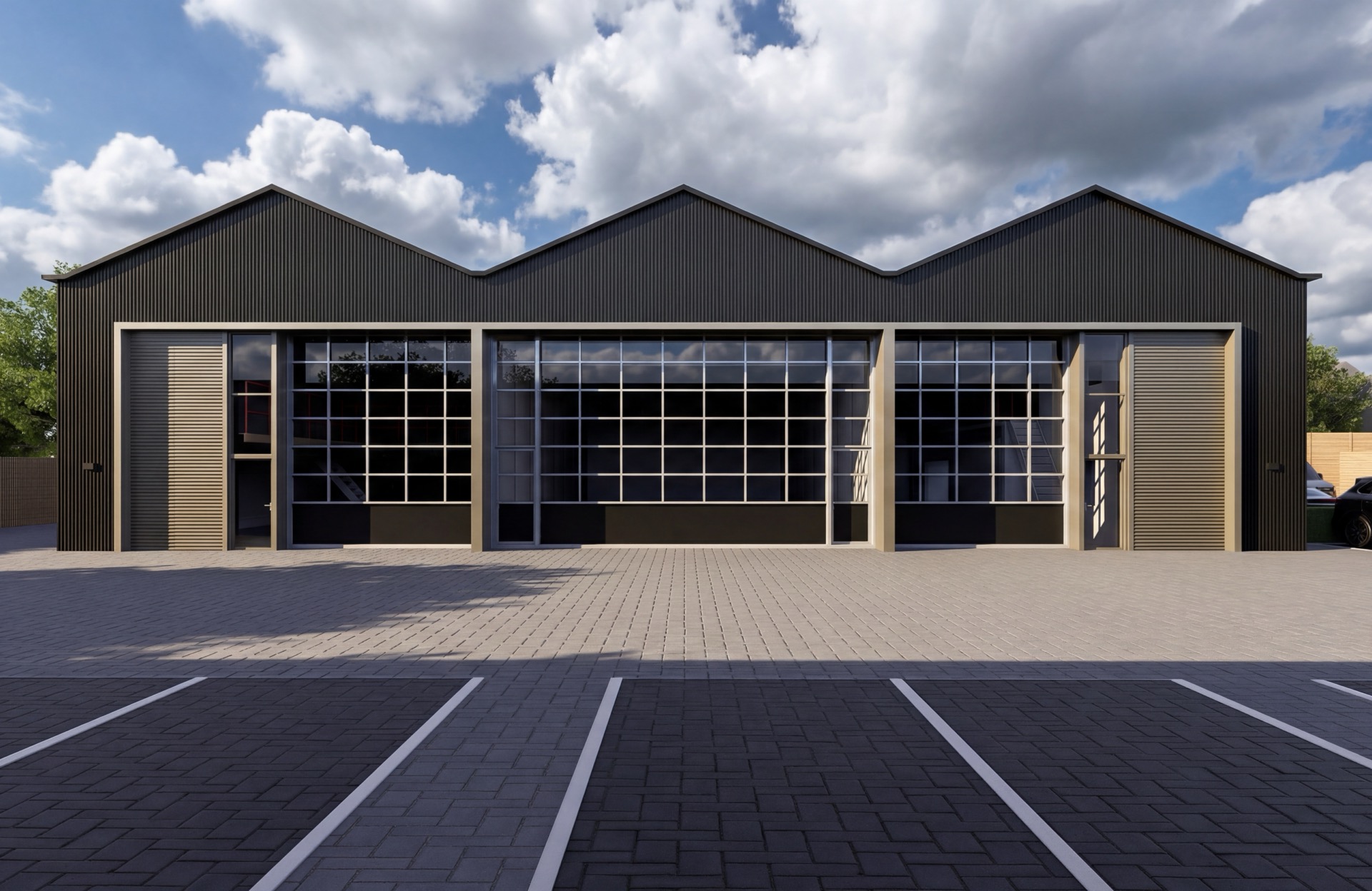 ELSTER 11 vooraanzicht met glazen overheaddeuren